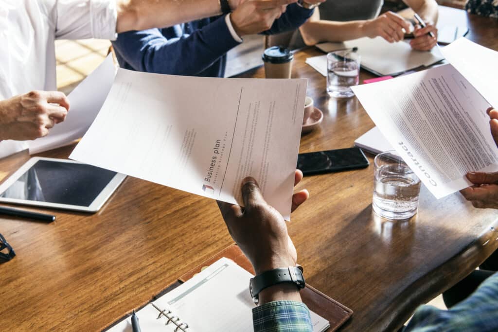 Business team doing paperworks